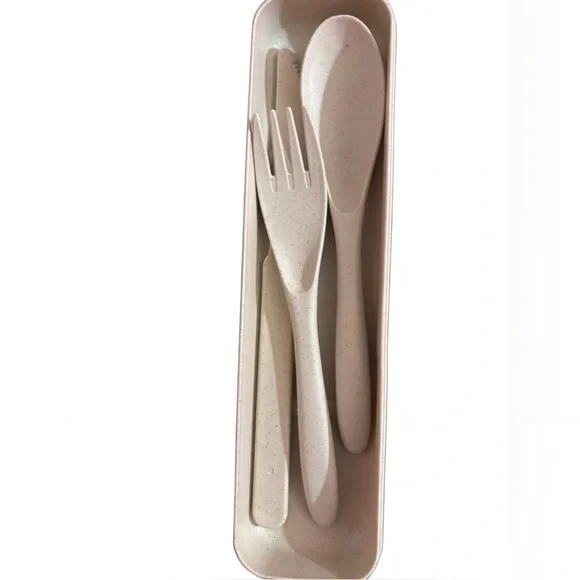 REUSABLE TRAVEL UTENSILS SET WITH CASE BEIGE NWOT - Picture 6 of 11